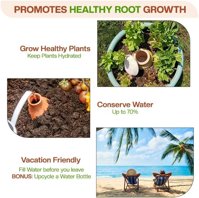 Village Decor Terracotta Water Dripper/Self Watering Terracotta Pot Automatically Water Your Plants While on Vacation