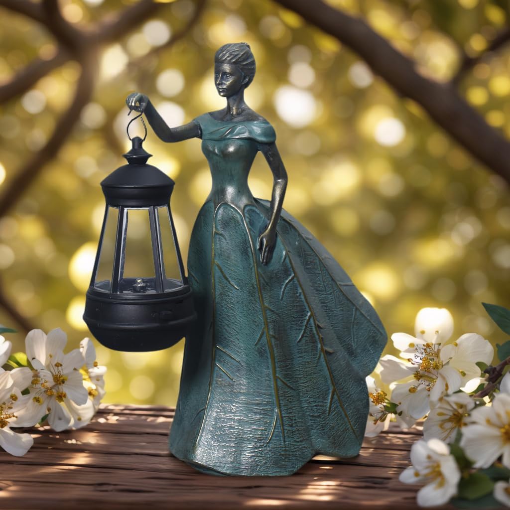 Sheaifun Fairy Garden Statue Solar Garden Decor Resin Fairy Statue with Lights Angel Fairy Decor Outdoor Yard Statues