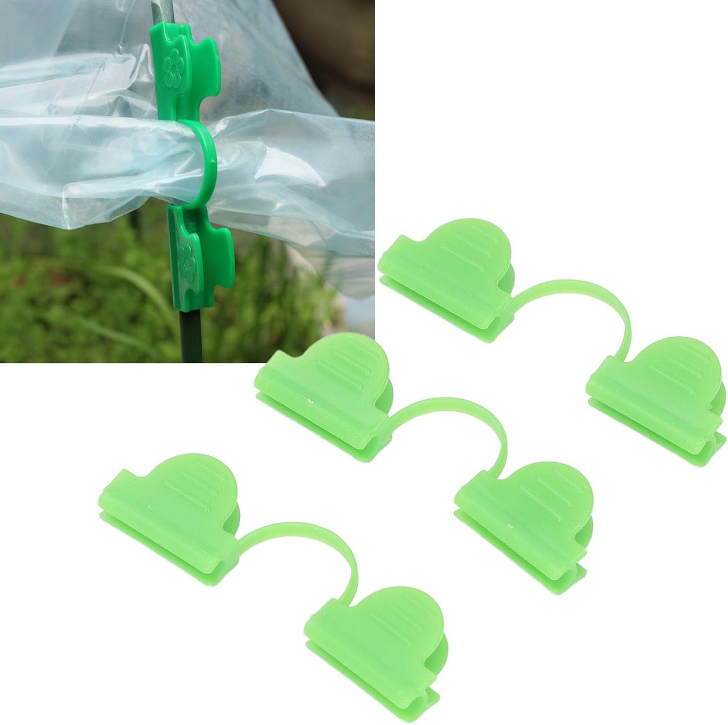 100pcs Greenhouse Clamp Plastic Double Shading Garden Hoop Greenhouse Clip Fiberglass Gardening Supplies (Light Green)