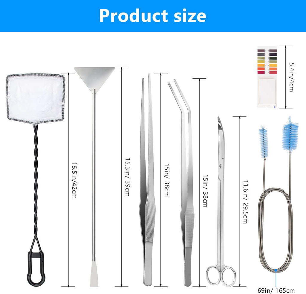 Extra Long Aquarium Aquascaping Tools Kit 8 in 1, Liveek Stainless Steel Aquarium Plant Tools Long Fish Tank Aquascape