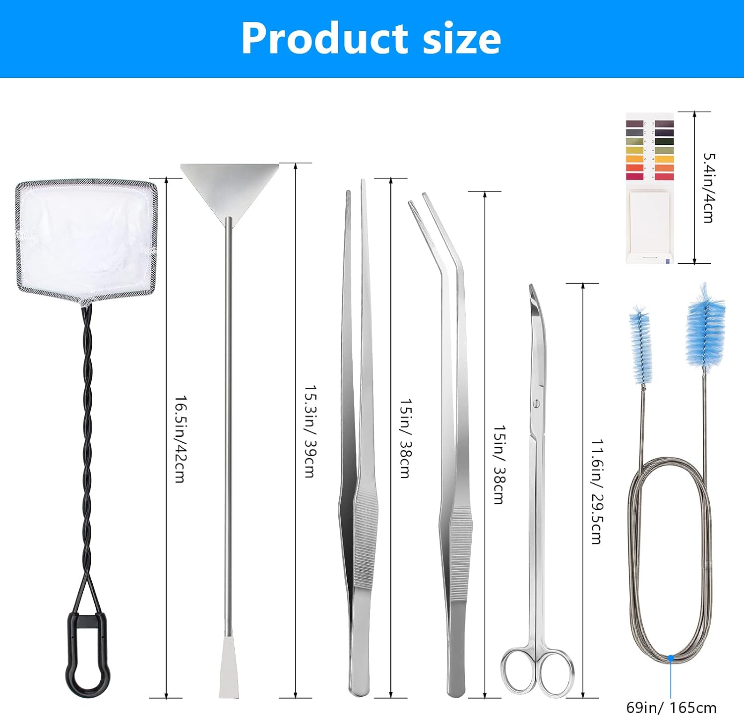 Extra Long Aquarium Aquascaping Tools Kit 8 in 1, Liveek Stainless Steel Aquarium Plant Tools Long Fish Tank Aquascape