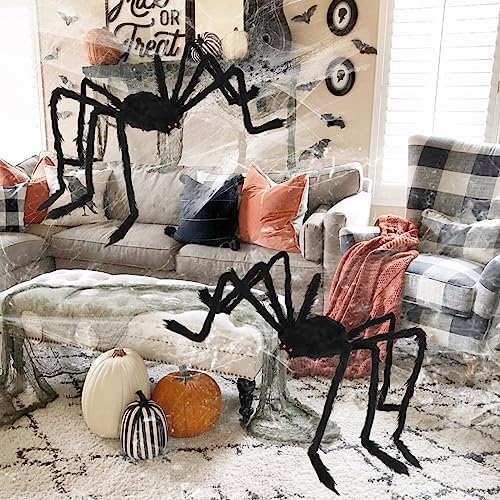 Halloween Giant Spider Decorations Outdoor: 6.6 Ft Scary Fake Spider Decor