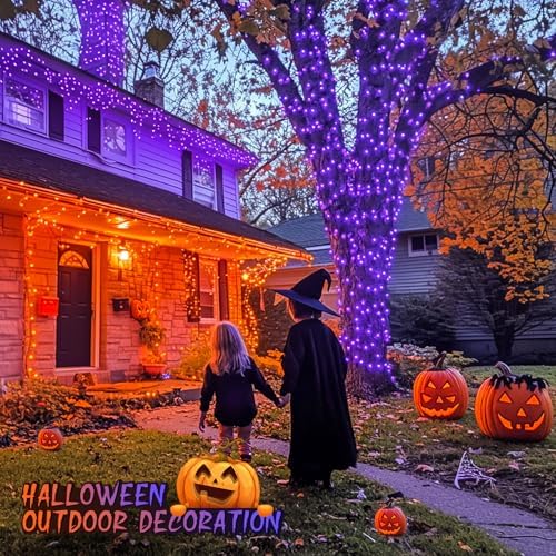 JMEXSUSS 200 LED Orange Purple Halloween Lights for Halloween Decor