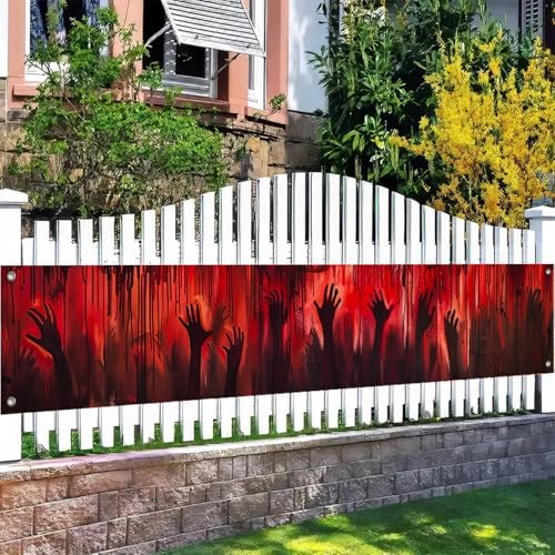 BlissYard Halloween Fence Banner Haunted House Decor 118 x 20 Inch
