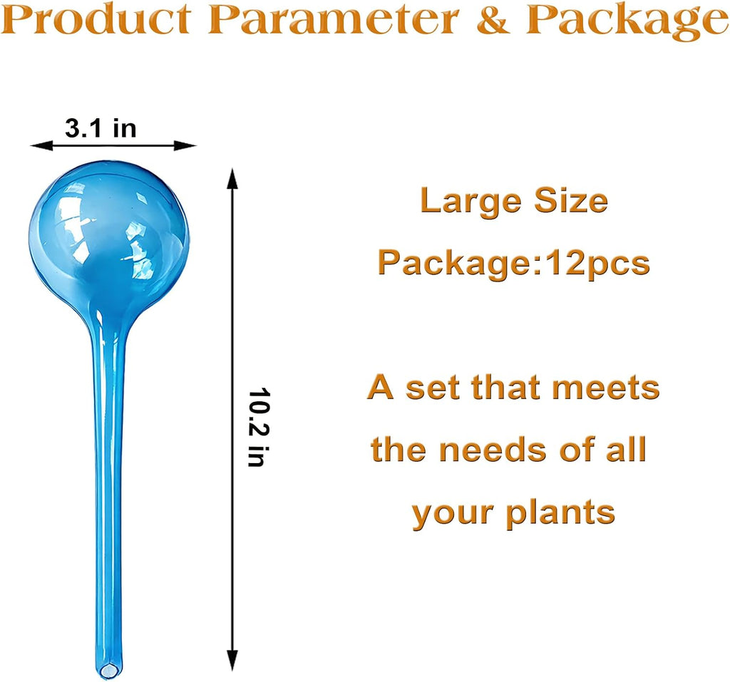 Large 12pcs Plant Watering Globes, Plant Watering Bulb Indoor Potted Plant | Durable Plastic Garden Plant Self Watering