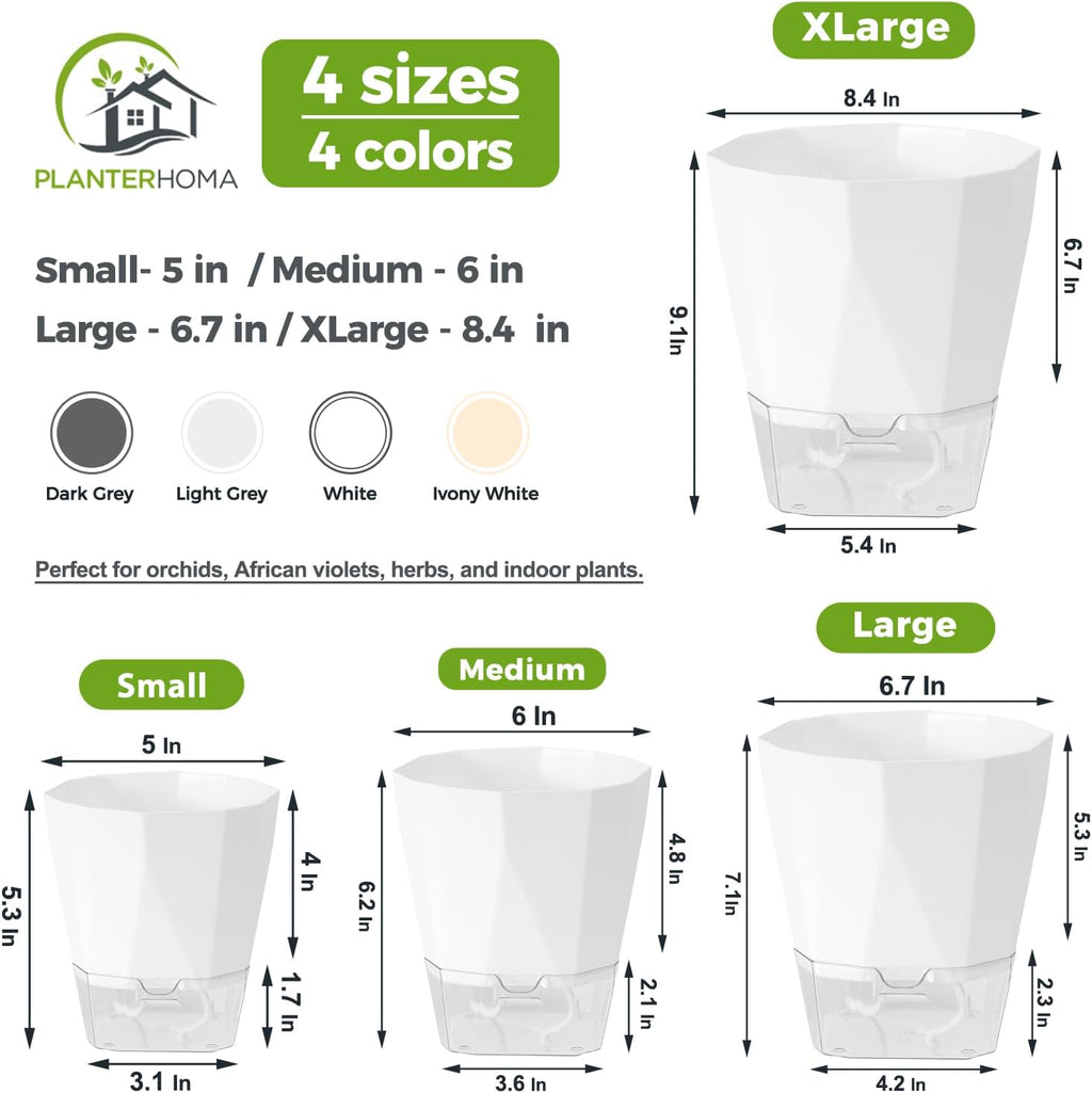 2 Pack Self Watering Pots for Indoor Plants, 8.4 Inches Self Watering Planters Large African Violet Self Watering Clear