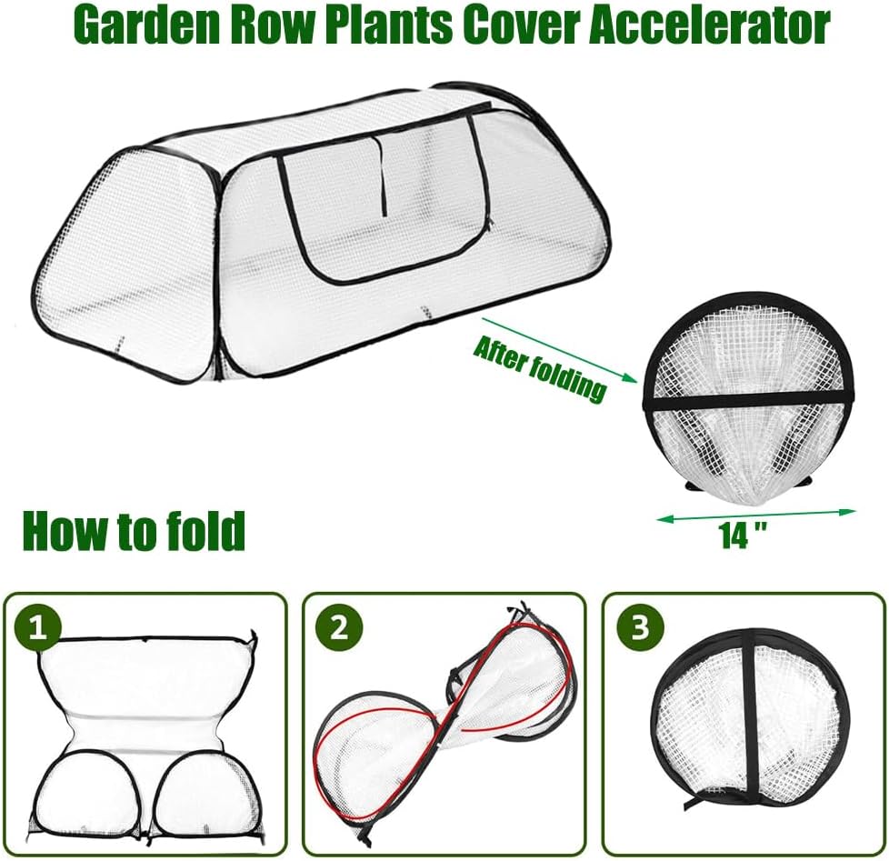 Verveens Pop Up Garden Row Cover, 45x22x16 for Raised Beds | Fine Mesh Protects Veggies & Seedlings, Blocks Birds &