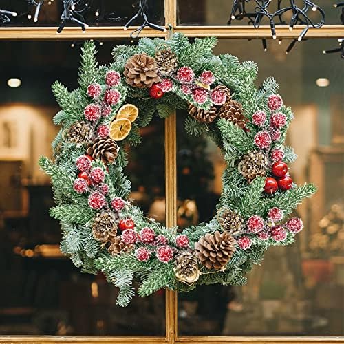 Red Berry Stems Floral Pine Branches Christmas Artificial Pine Cones Branch Evergreen Christmas Berries Décor 10PCS Holiday Floral Picks Holly Stem for Xmas Wreath DIY Garland Crafts Decoration