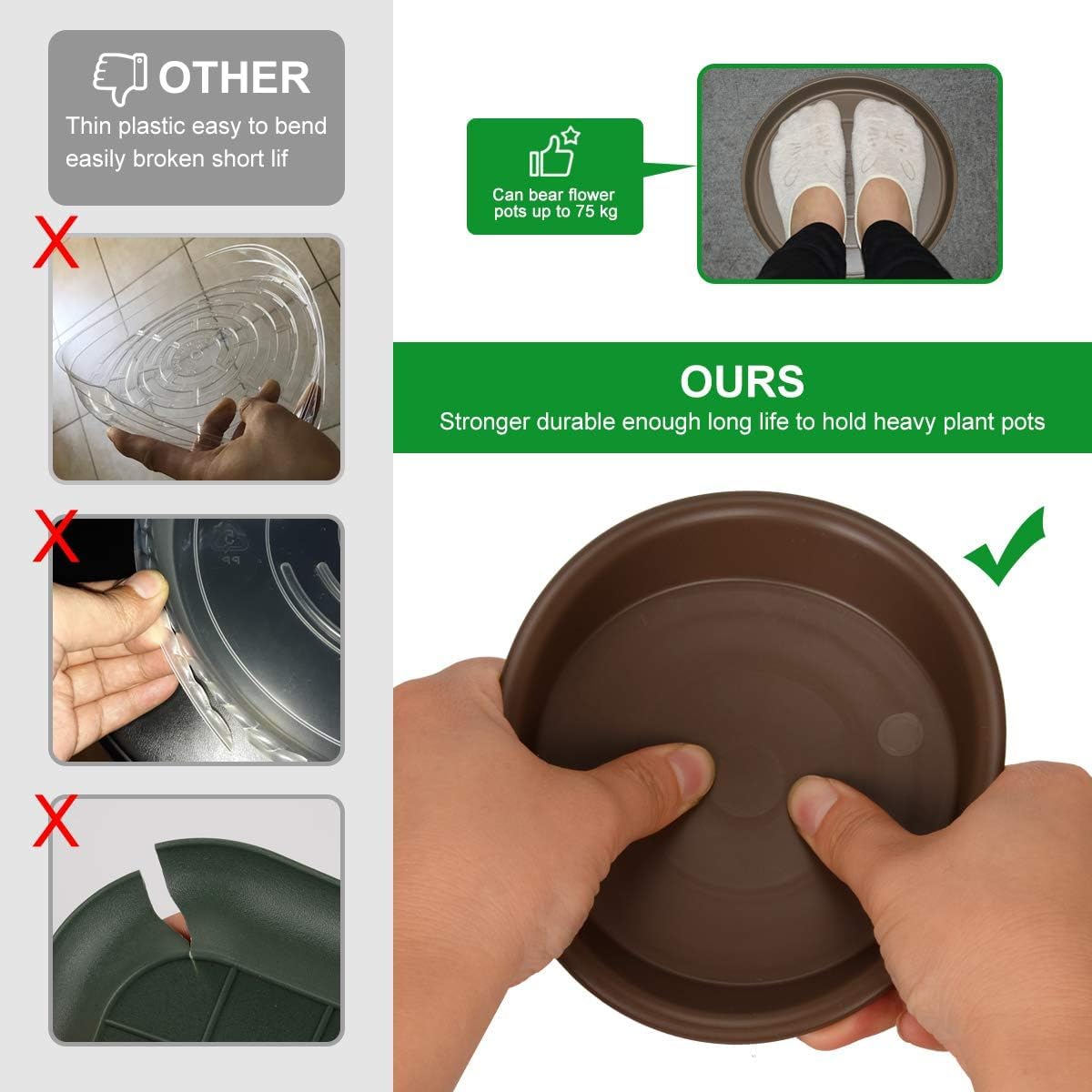 TITE Plant Saucer 16 inch,Heavy Large Planter Durable Thicker Plastic Plant Trays for Indoors and Outdoor,Plant Saucer