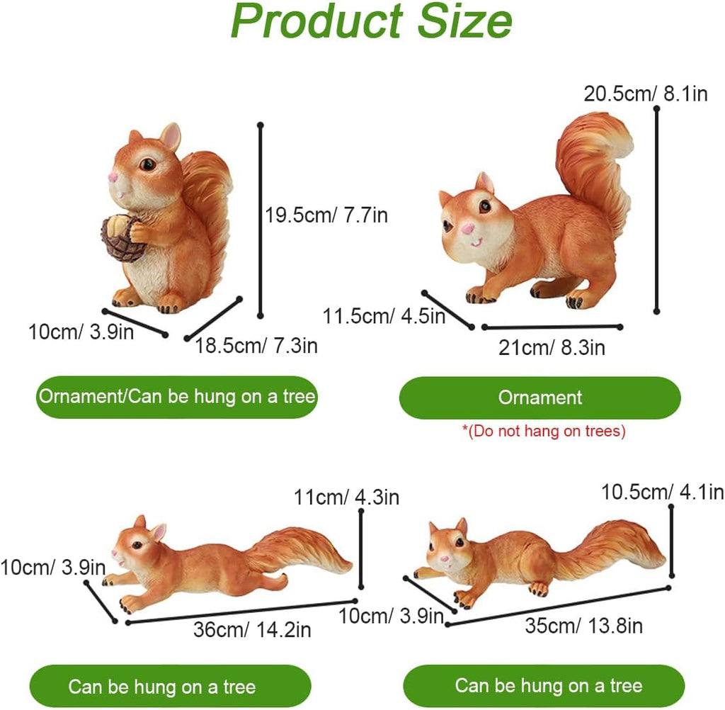 Squirrel Garden Statue Outdoor Decor, 13.8''(L)Resin Squirrel Figurine | Resin Squirrels Sculpture Decoration for Yard