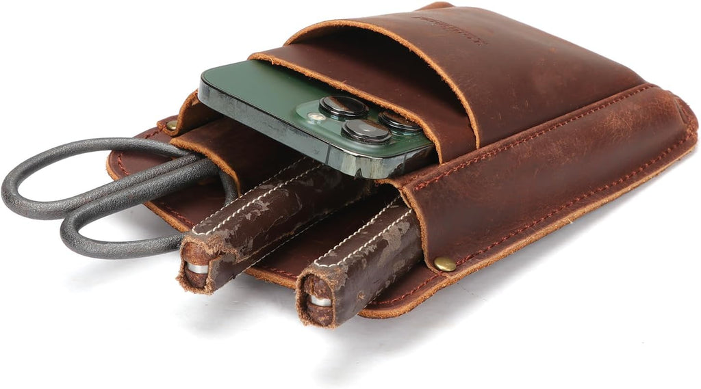 Tourbon Leather Florist Tool Waist Pouch Belt Garden Shoulder Crossbody Tools Bag Gardening Pruning Shears Holder