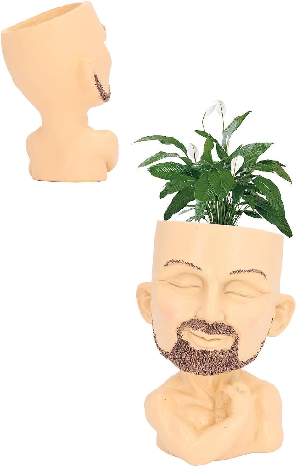 HERCHR Muscular Man Face Planter Pot, Face Flower Pot Head Planter Cute Planters for Indoor Plants, Succulents, Resin