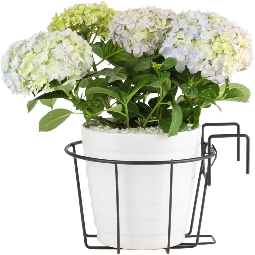 TreeLen 3Pack 10inch Railing Planter Outdoor Balcony Hanging Baskets for Plants Fence Planters Metal Potted Stand