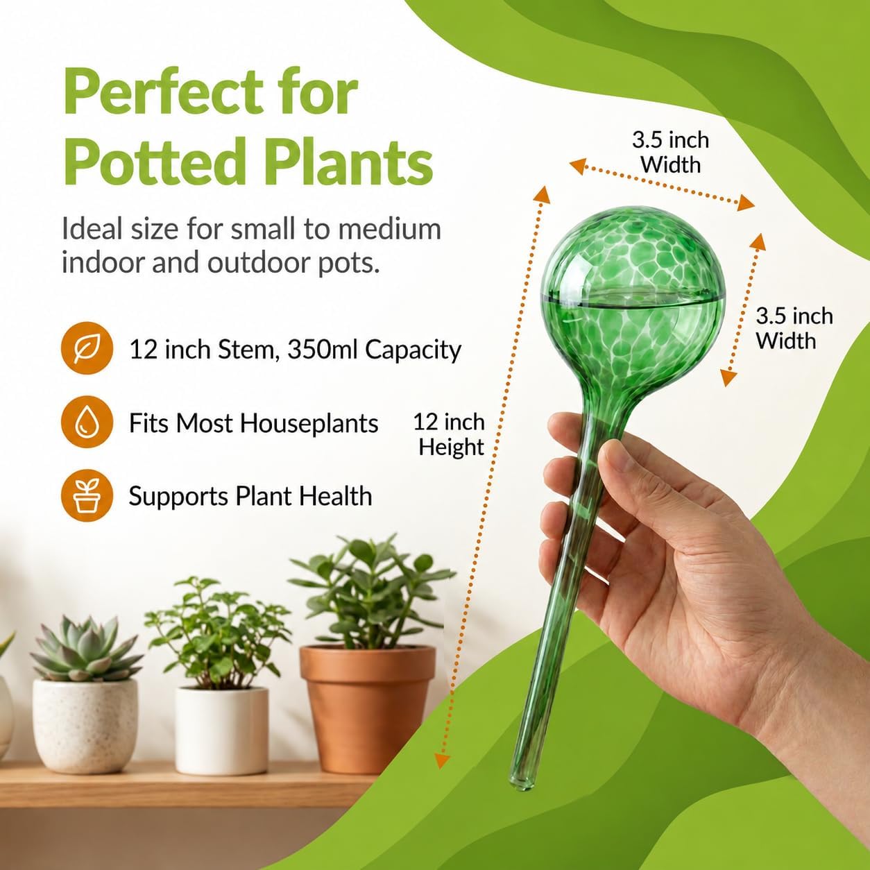 Little Green Leaf Automatic Plant Watering Globes Self Watering Planter Inserts (Set of 4) | Hands Free Multicolor