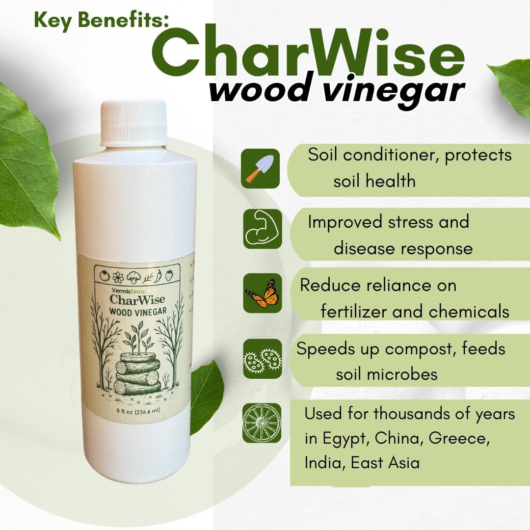 VermisTerra CharWise - 16 oz Wood Vinegar Biostimulant - Seed Germination, Enriches Soil, Growth Enhancer, Combats