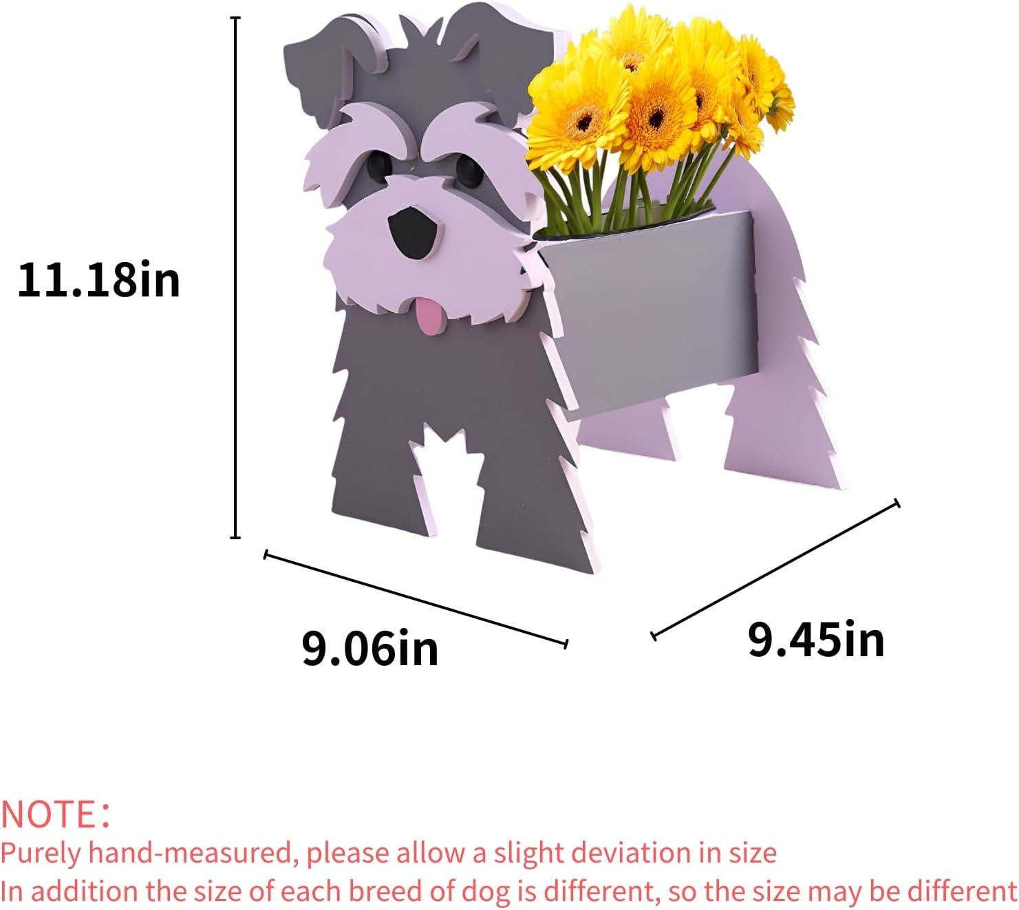 Gray Schnauzers Dog Planter Pots, Animal Shaped Flower Pot | Cute Plant Gift for Women and Pet Lovers, Indoor Outdoor