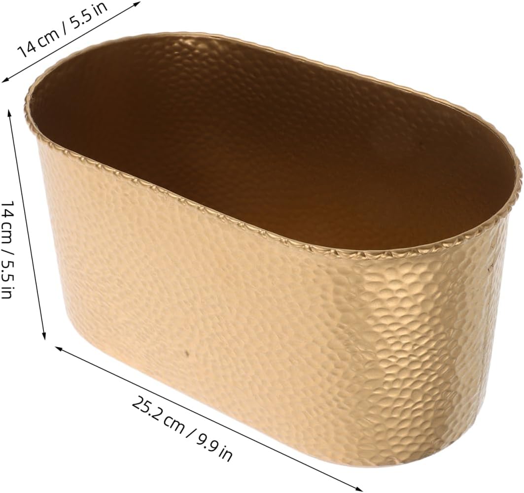 Cabilock Large Metal Wide-Mouth Flower Pot with Hammered Texture Decorative Iron Planter for Orchids and Indoor Plants