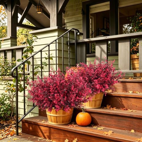RECUTMS 13.8" 12 Bundles Artificial Flowers for Outdoors Faux Boxwood Plant