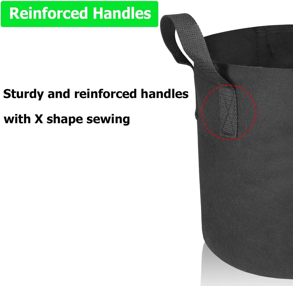 20-Pack 5 Gallon Grow Bags, Heavy Duty Aeration Fabric Pots with Handles,300G Thickened Nonwoven Pots for