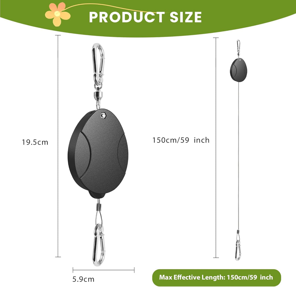 2025 Upgraded Retractable Plant Hanger 4PCS - Heavy Duty Plant Pulleys for Hanging Plants, Outdoor Adjustable Hooks