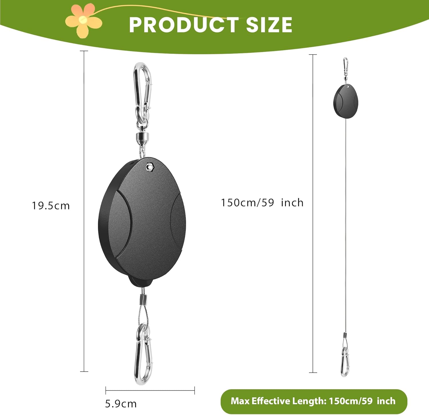 2025 Upgraded Retractable Plant Hanger 4PCS - Heavy Duty Plant Pulleys for Hanging Plants, Outdoor Adjustable Hooks