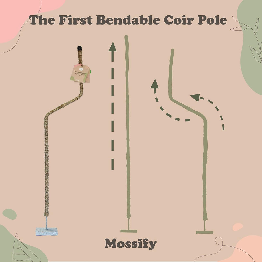 Bendable Coir Pole for Climbing Plants, Sturdy, 30 in | Shapeable Steel Core Wrapped in Natural Manila, Monstera