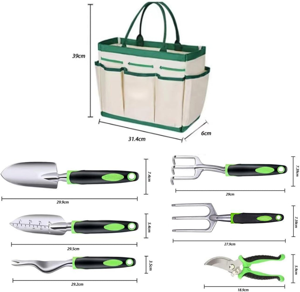 FAMILY'S BACKYARD Garden Tools for Women,7 Piece Gardening Tool Set Aluminum Alloy Hand Tool Starter Kit with Garden