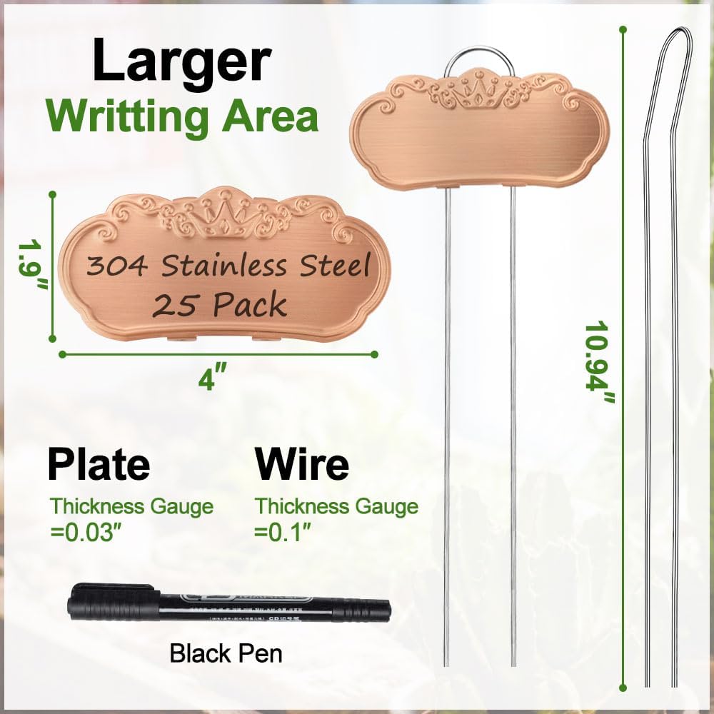 Metal Plant Labels,Tall Outdoor Garden Markers for Flower, Fruit and Vegetable, 304 Stainless Steel Weatherproof Signs