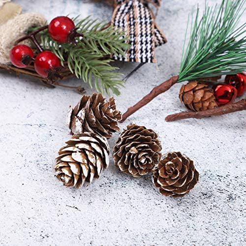 Cooraby 85 Pieces Micro-mini Snow Pine Cones Christmas Snow Pine Cones Ornaments for Home Decoration, Fall and Christmas Crafts