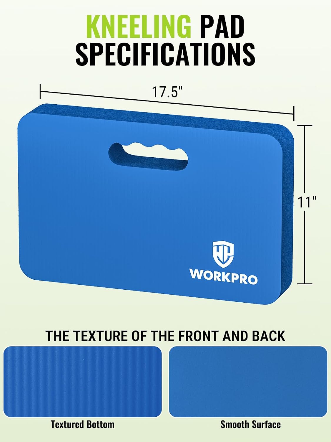 WORKPRO Extra Thick Kneeling Pad, 2 Pack, 17.5 x 11 x 1.5 in, Blue | Soft NBR Foam Cushioning for Knee, Large Foam