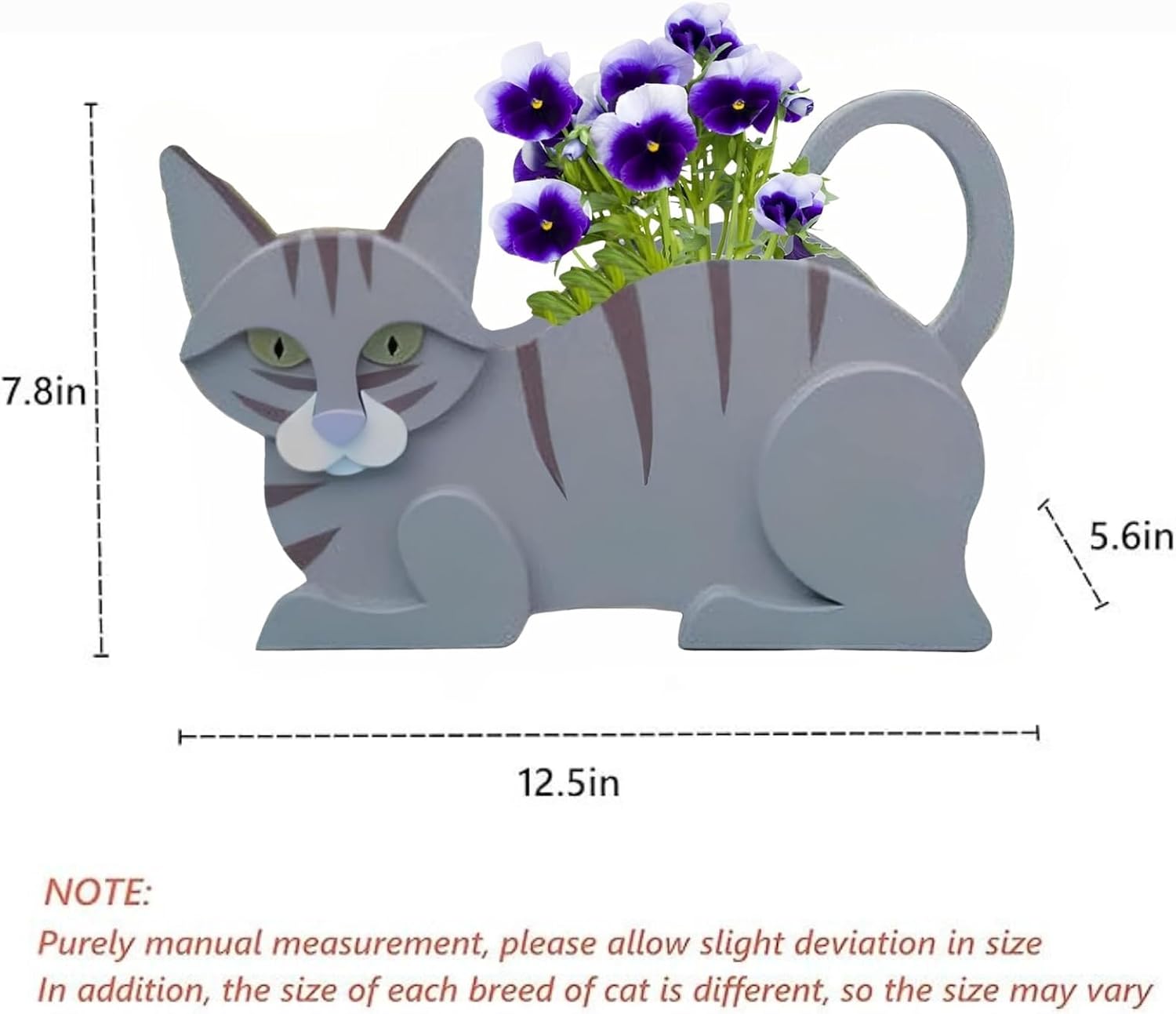 Blue Cat Planter Pots, Animal Shaped Flower Pot | Cute Plant Gift for Women and Pet Lovers, Indoor Outdoor Garden Home