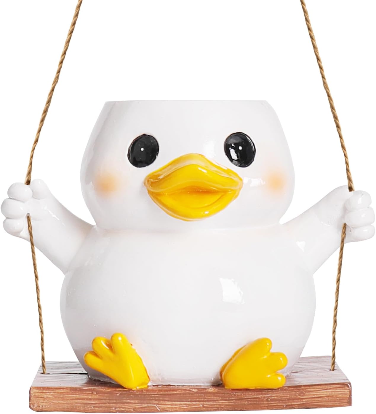 Cute Swing Duck Hanging Planters for Indoor Plants Small Succulent Pots with Drainage Hole Unique Resin Outdoor Plant