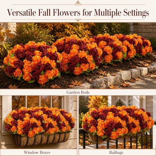 12 Pcs Artificial Geranium Flowers for Outdoors Fall Decoration