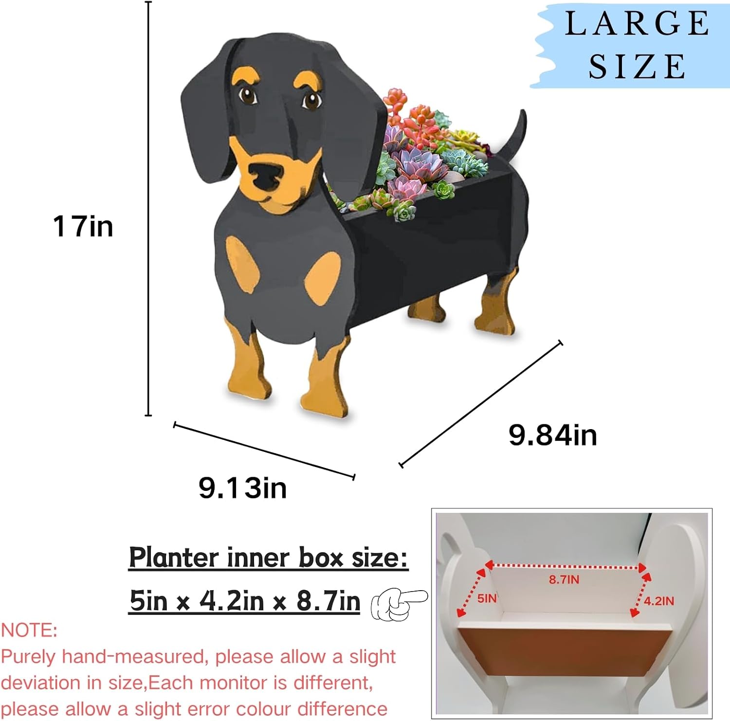 Dachshund Dog Planter Pots, Animal Shaped Flower Pot | Large Cute Plant Gift for Women and Pet Lovers, Indoor Outdoor