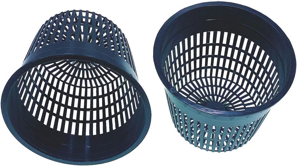 HORTIPOTS Net Pot 6 Inch Raised Center Bottom Mesh Sided with Free Reflective Lids Pack of 10