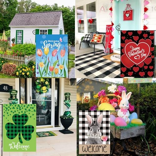 Seasonal Garden Flags Set of 12, Double Sided 12 x 18 Inch Yard Flags