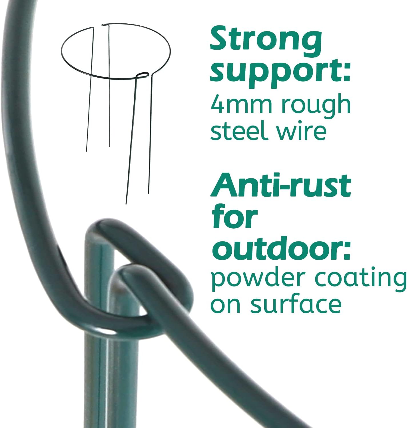 24 Pack Plant Support Stake, Half Round Metal Garden Plant Stake, Green Plant Support Ring, Border Support with Plant