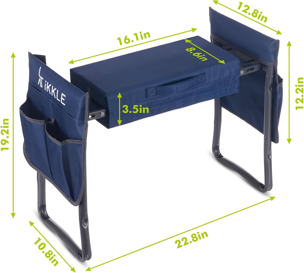 ikkle Garden Kneeler and Seat Heavy Duty, 330lbs/150kg Support | Foldable Gardening Stool with Thicker & Wider Soft