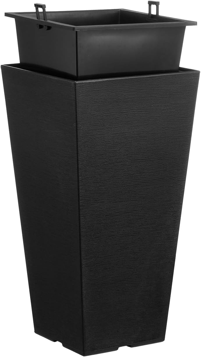 VEVOR Set of 2 Tall Outdoor Planters 22inch, Large Planters for Outdoor Indoor Plants, Black Front Porch Planter Flower