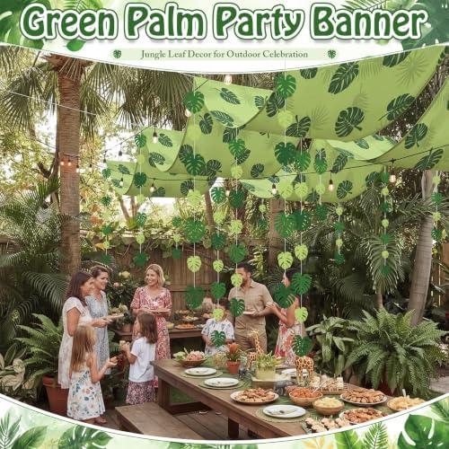 Leinuosen Tropical Hanging Decorations Jungle Palm Leaves Garland, Tropical