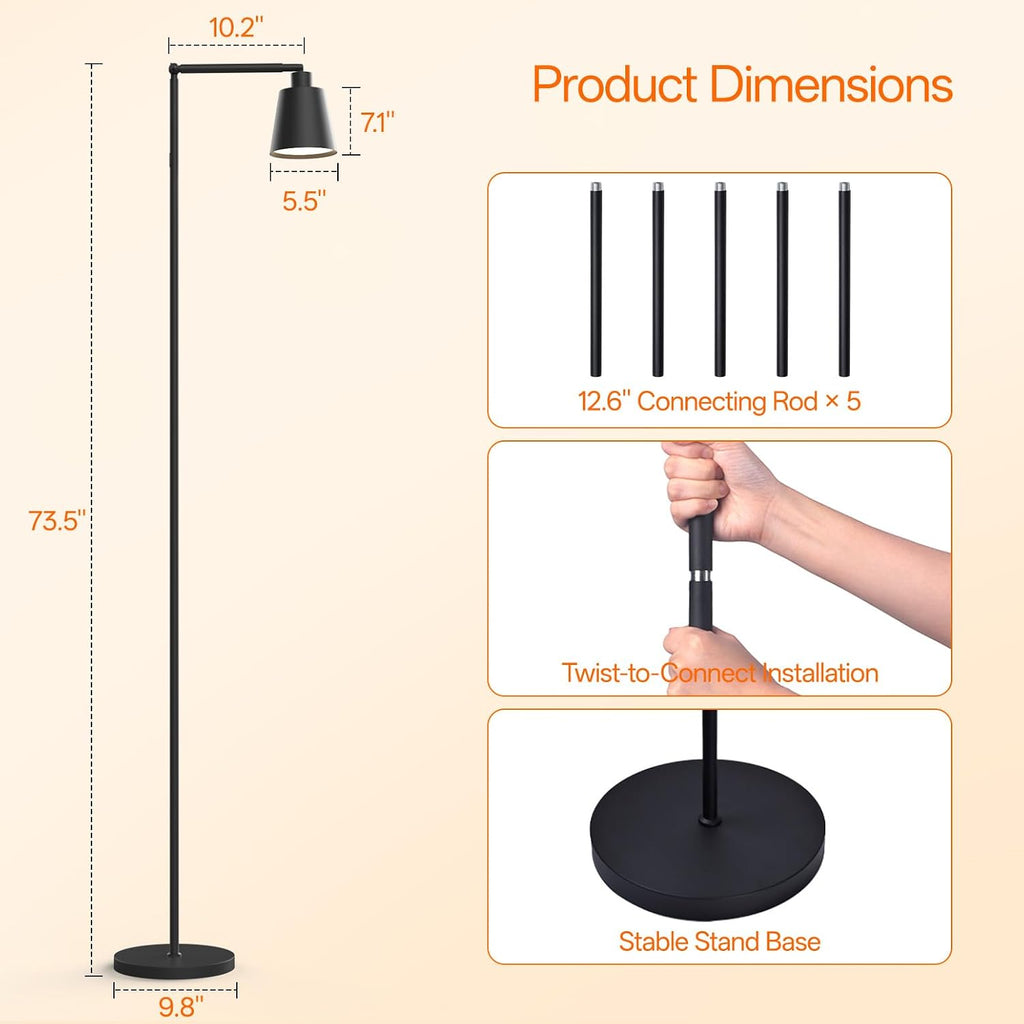 78" Tall Standing Grow Light, Grow Light for Indoor Plants | 18W Full Spectrum LED Bulb with Optical Lens, 4/9/14H