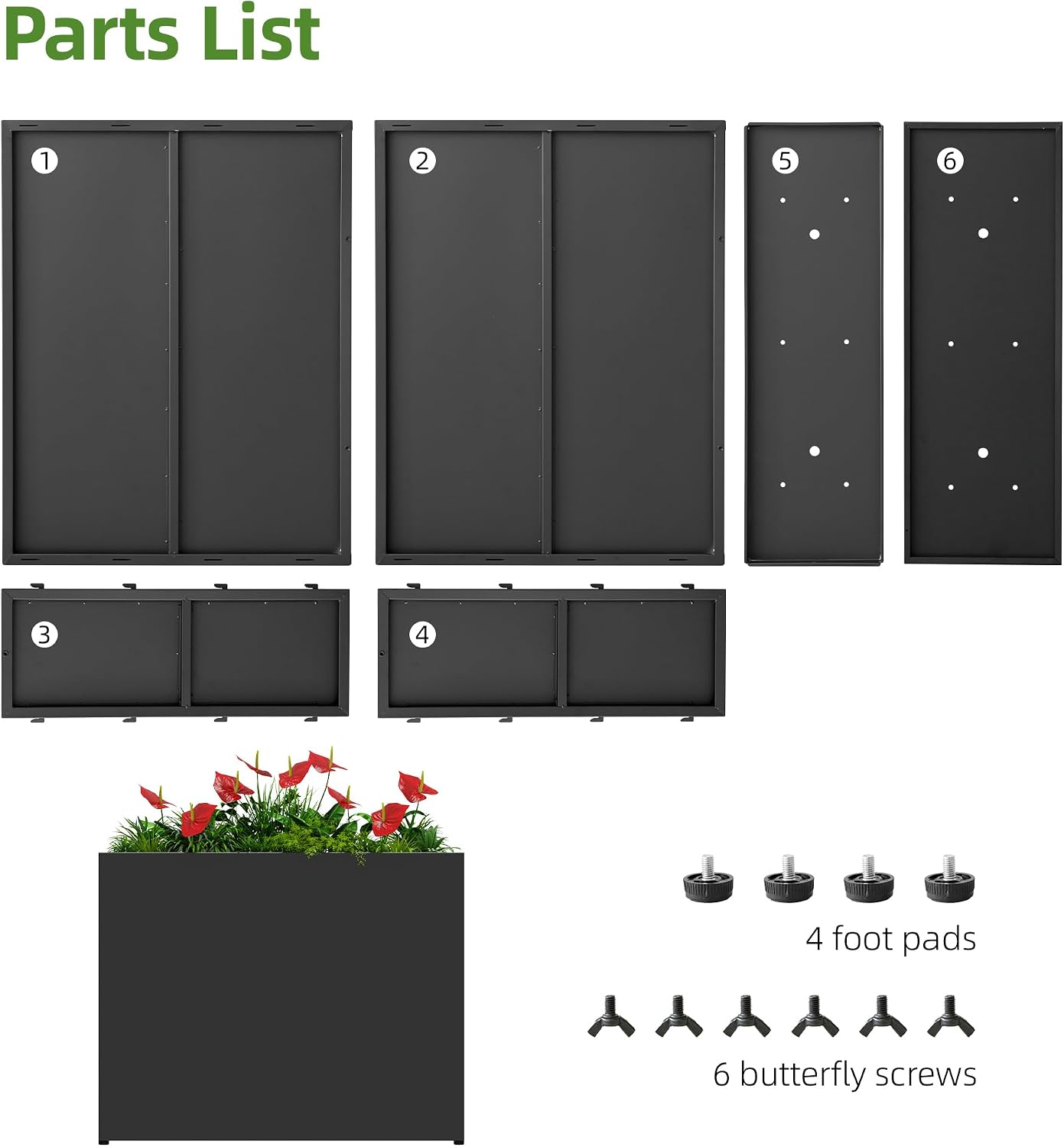 38L x 13W x 30H Large Metal Planters for Outdoor Plants - Black Planter Box | Easy Assembly Tall Rectangular Planter