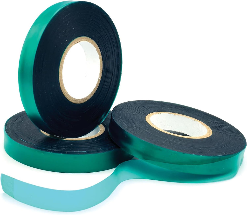 24 Rolls 150 Feet Stretch Tie Tape 0.5 Inch Garden Tie Tape Thick Plant Ribbon Garden Green Vinyl Stake for Indoor