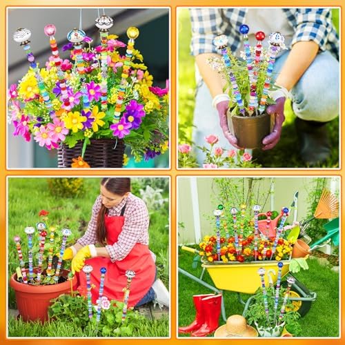 Hicarer 248 Pcs Fall DIY Fairy Wand Beaded Stakes Kit for Garden Craft