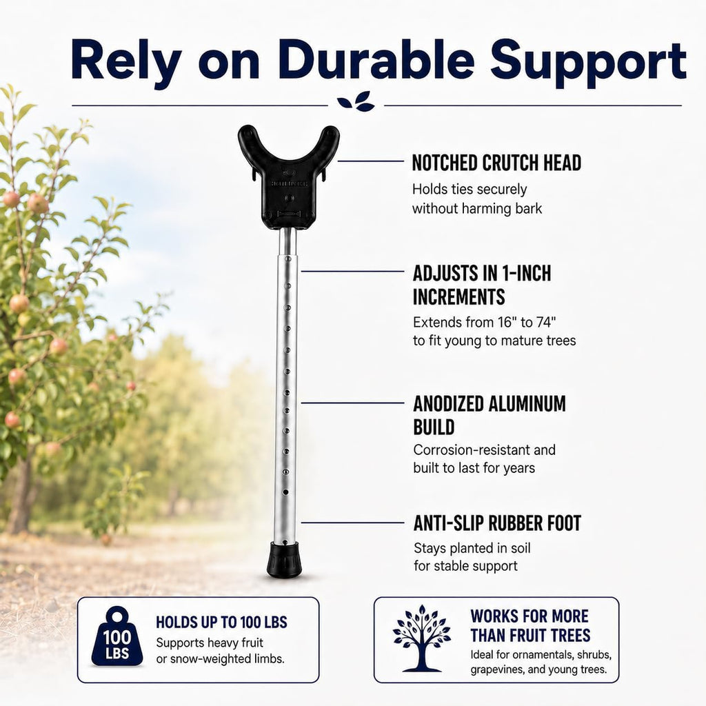 Tree Branch Support Pole & Crutch – Protect Limbs from Breaking (1-Pack) | Holds Up To 100 Lbs & Adjusts 16"–74"
