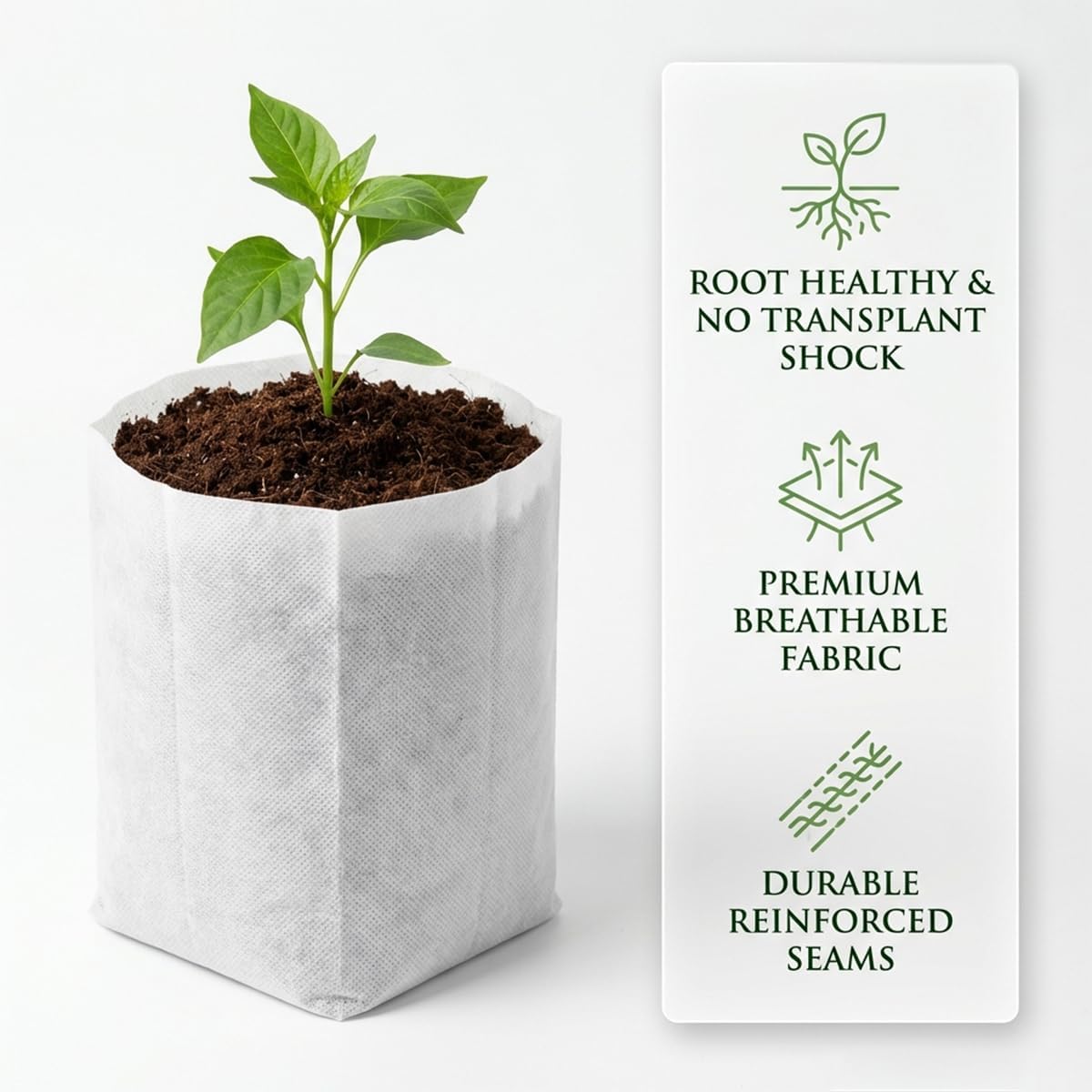 gardtree 1 1/4 Gallon 100PCS 11×11.5 Inch Breathable Plant Grow Bags - Non-Woven Plant Nursery Bags for Seed Starting