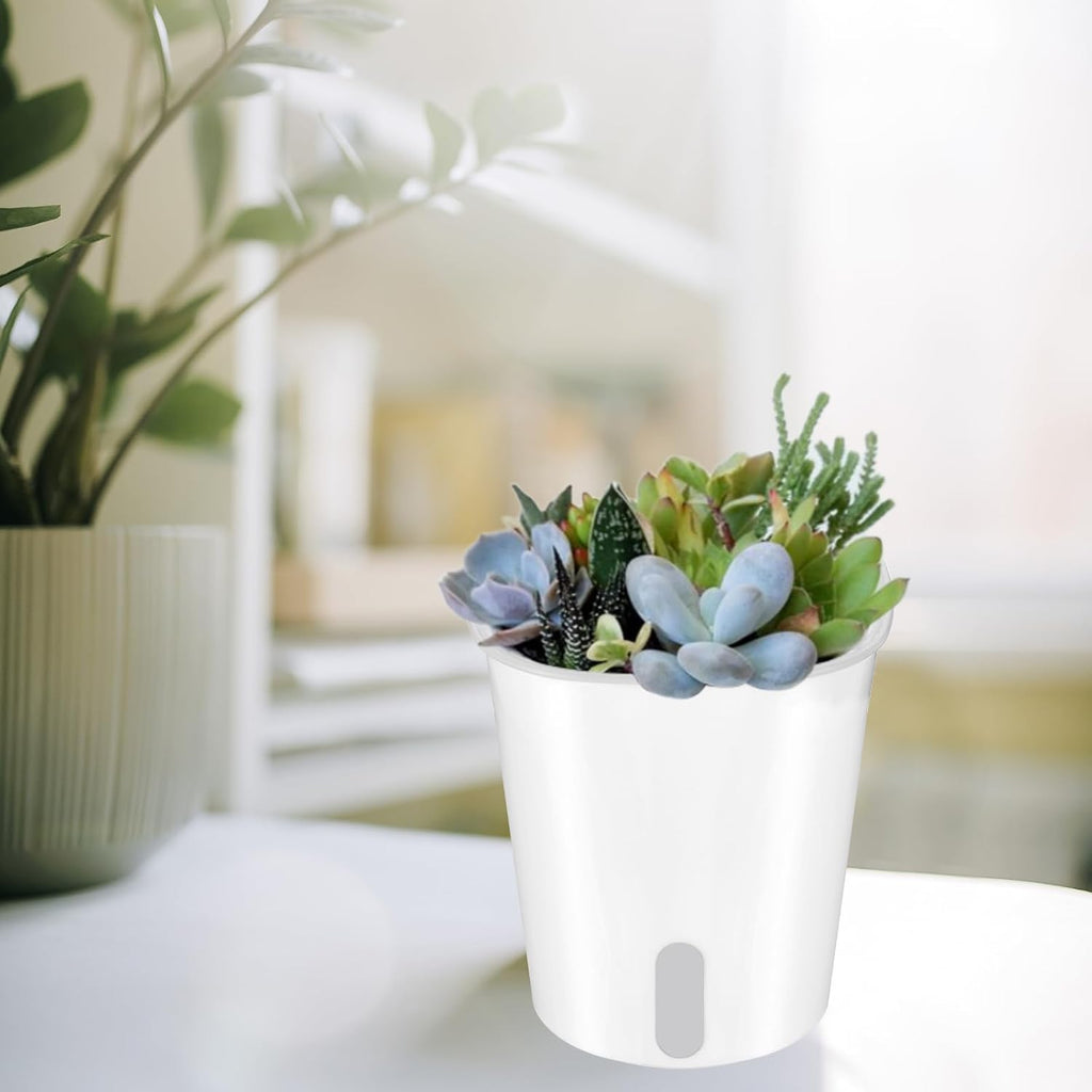 4 Inch Self Watering Pots for Indoor Plants,10 Sets Self Watering Planter Pots with Visual Water Level Window and