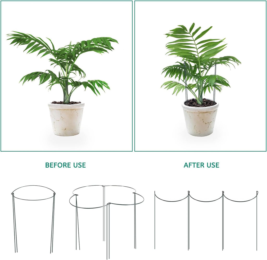 24 Pack Plant Support Stake, Half Round Metal Garden Plant Stake, Green Plant Support Ring, Border Support with Plant