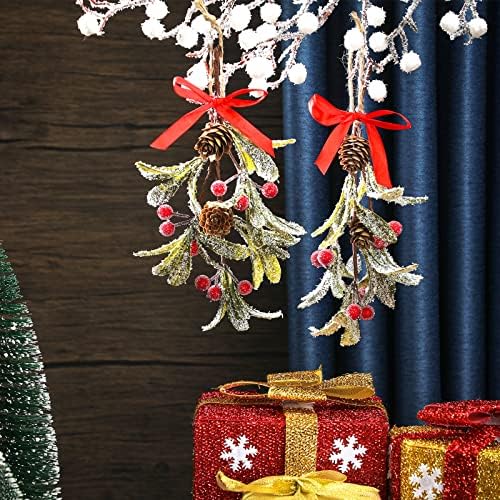 Giegxin 2 Piece Christmas Mistletoe Ornament,Bright Style,Red