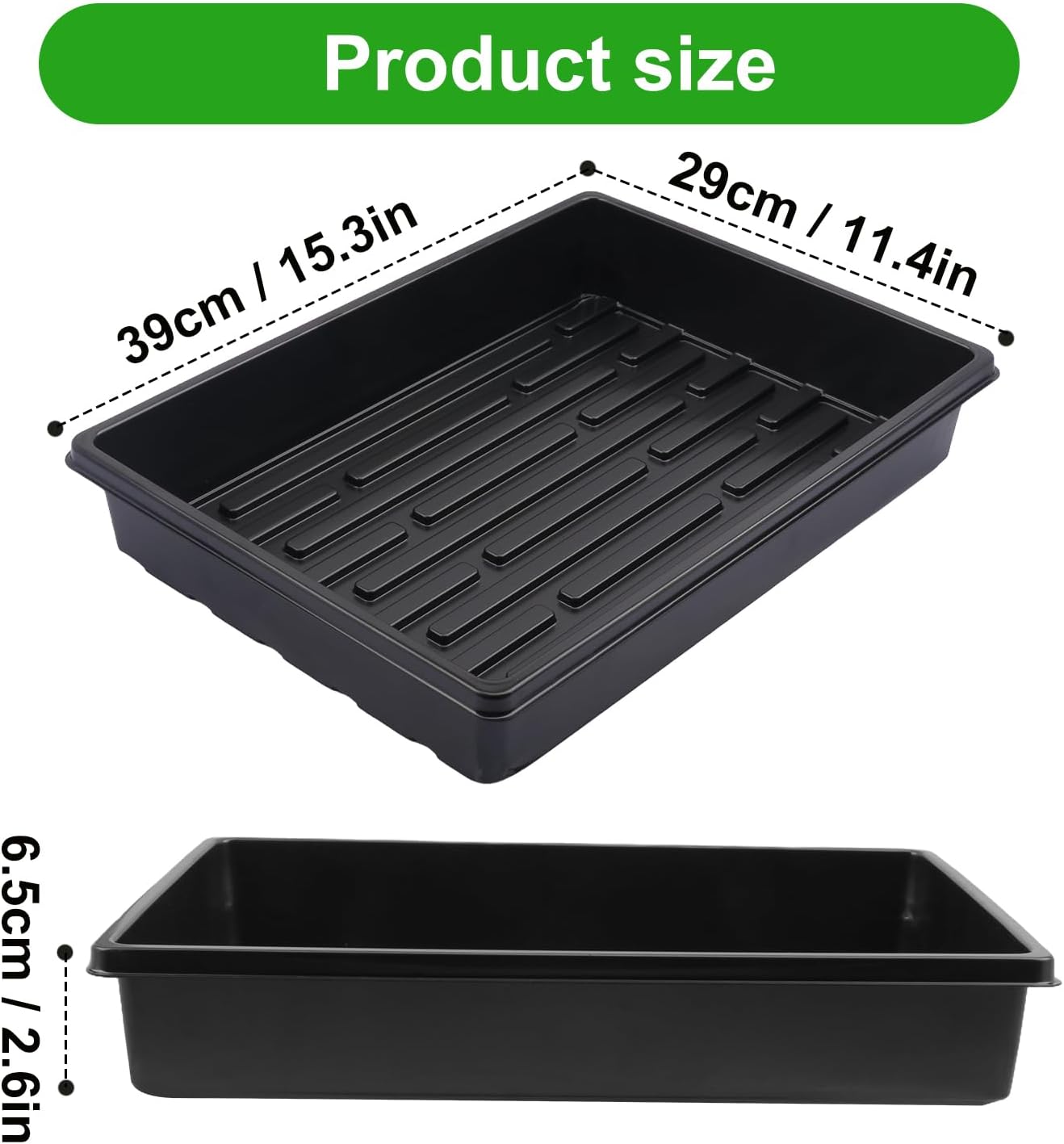 14 Pack Seed Starter Trays 15.3 x 11.4 inches Microgreens Growing Trays with Bottom for Germination, Hydroponic &